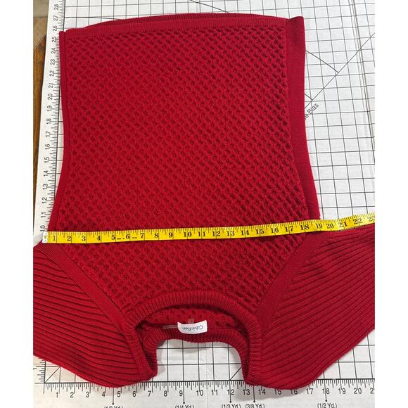 Calvin Klein Red Wool Blend Long Sleeve Pullover Knit Sweater Women Large - Picture 8 of 8